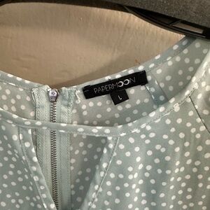 Papermoon Coraley Tie Sleeve Blouse - Light green with little white dots.